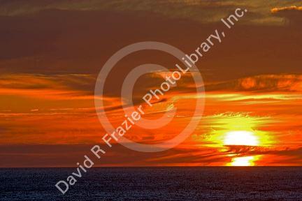 Sunset on the Pacific Ocean at Lincoln City on the Oregon Coast.