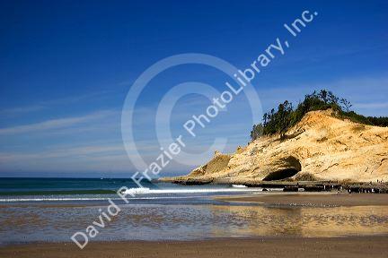 Beach scene at Pacific City Point on the Oregon Coast.