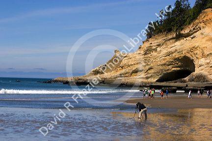 A beach scene at Pacific City on the Oregon Coast.