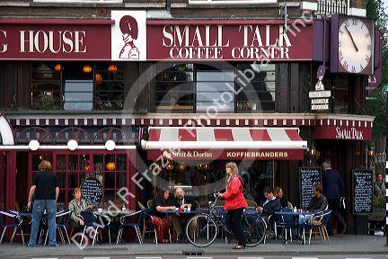 Exterior of a cafe in Amsterdam, Netherlands.