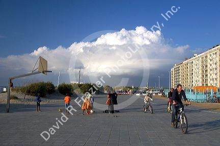 A thunderstorm cloud approaching Nieuwpoort in the province of West Flanders, Belgium.