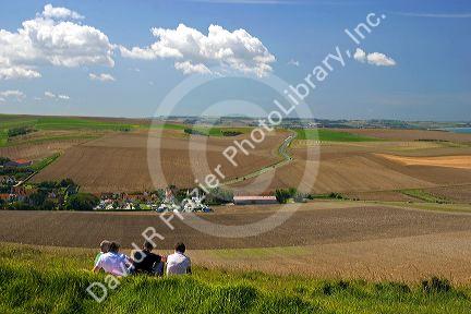 People take in the view from Cap Blanc Nez in the Pas-de-Calais department in Northern France.