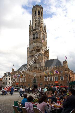 The Belfry in Big Market Square at Bruges in the province of West Flanders, Belgium.