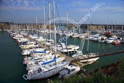 Boats docked at The Harbor of Granville, a coastal commune in the department of Manche, France.