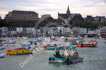 The harbor and coastal commune of Granville in the department of Manche, France.