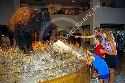 A family visiting the Buffalo Bill Museum and Historical Center in Cody, Wyoming.