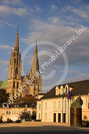 The Cathedral of Our Lady of Chartres at Chartres in the region of Centre, France.