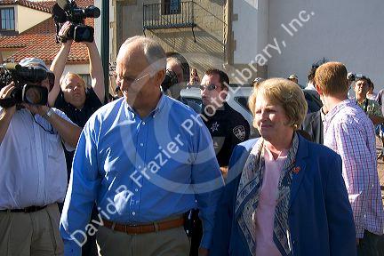 Media crews at a press conference for Idaho Senator Larry Craig in Boise, Idaho.