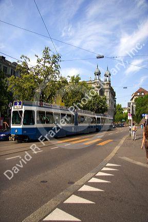 Street car in Zurich, Switzerland.switzerland, swiss, europe, european, travel, tourism, swiss alps, alps, alpine, zurich, steet car, trolley, transportation