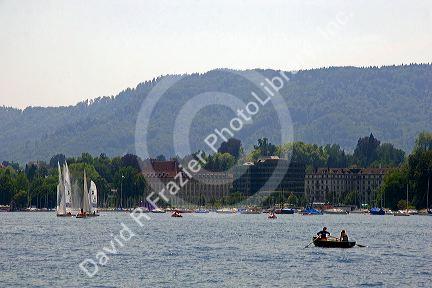Sailboats on Zurichsee Lake in Zurich, Switzerland.switzerland, swiss, europe, european, travel, tourism, swiss alps, alps, alpine, zurich, sailboat, sail boat, boat, zurichsee lake, zurichsee, lake