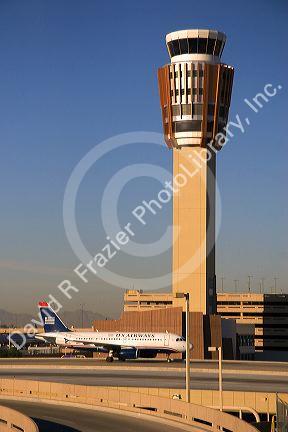 Control tower at the Phoenix Sky Harbor International Airport, Arizona.