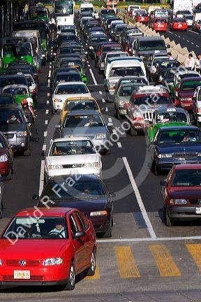 Traffic along the Paseo de la Reforma in Mexico City, Mexico.