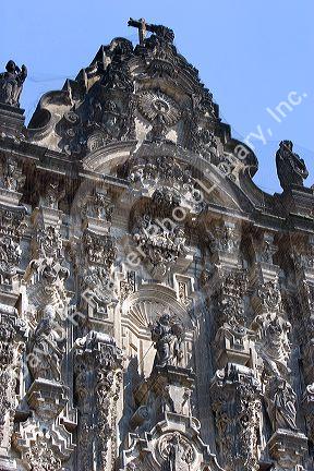 Detail of the Catedral Metropolitana facade located on the zocalo in Mexico City.