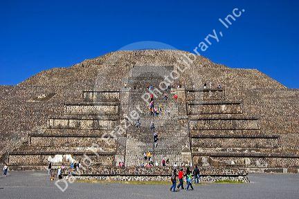 Tourists visit the Pyramid of the Moon at Teotihuacan in the State of Mexico, Mexico.