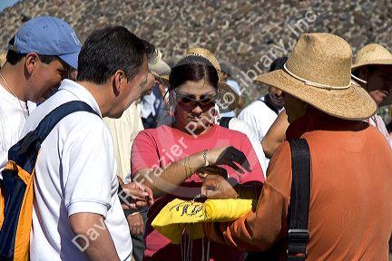 Vendor selling jewelry at Teotihuacan in the State of Mexico, Mexico.