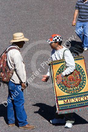 Vendor selling souvenirs at Teotihuacan in the State of Mexico, Mexico.