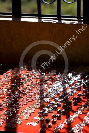 Silver earings being sold at a jewelry store in Taxco in the State of Guerrero, Mexico.