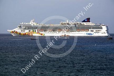 Norwegian Cruise Line, Pride of Hawaii cruise ship in the Pacific Ocean near the Big Island of Hawaii.