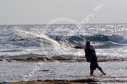 Net fishing in the Pacific Ocean off the coast of the Big Island of Hawaii.
