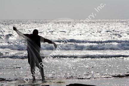 Net fishing in the Pacific Ocean off the coast of the Big Island of Hawaii.
