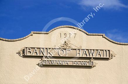 Bank of Hawaii exterior at Honokaa on the Big Island of Hawaii.