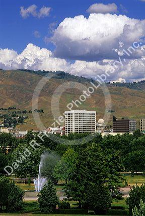 A view of downtown Boise with Ann Morrison Park in the foreground, Idaho.