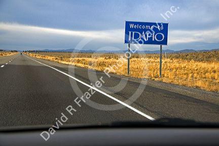 Welcome to Idaho road sign on the Idaho, Utah state border.