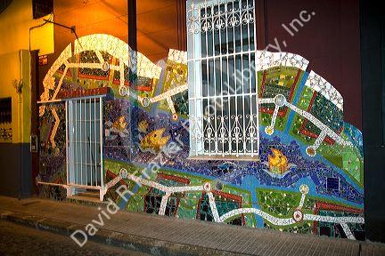 Mosaic mural on the side of a building in Buenos Aires, Argentina.