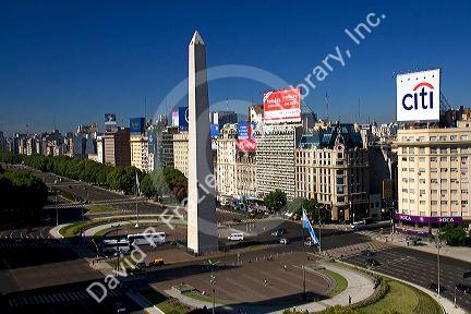 The Obelisk at the Plaza de la Republica in Buenos Aires, Argentina.