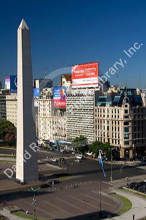 The Obelisk at the Plaza de la Republica in Buenos Aires, Argentina.