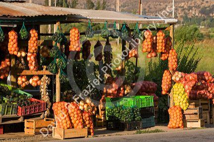 Roadside fruit stand near Valparaiso, Chile.