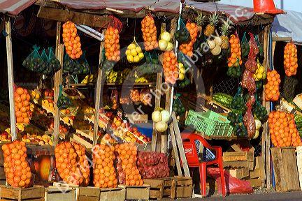Roadside fruit stand near Valparaiso, Chile.