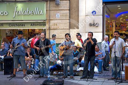 Street musicians perform in Santiago, Chile.