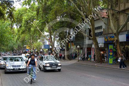 Street scene in Mendoza, Argentina.