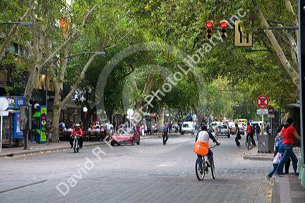 Street scene in Mendoza, Argentina.