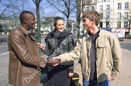 Introduction of friends in Paris, France.