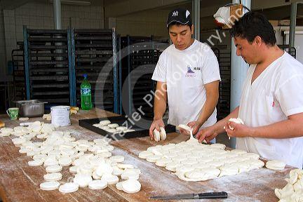 Bakers make biscuits at the Panaderia Union in Tolhuin, Tierra del Fuego, Argentina.