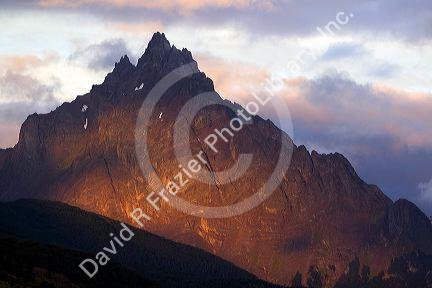 The Martial mountain range peak at sunset in Ushuaia, Tierra del Fuego, Argentina.