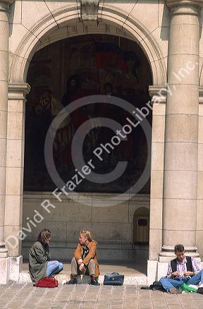 College students at the Sorbonne in Paris, France.