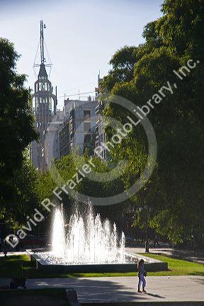 Water fountain located in Plaza Independencia in Mendoza, Argentina.
