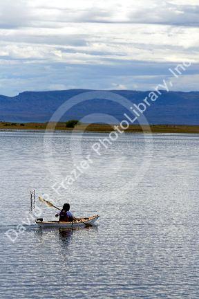 Kayaking on Lake Argentino near El Calafate in Patagonia, Argentina.