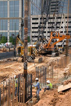 Building construction site in downtown Houston, Texas.