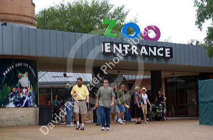 Houston Zoo entrance located within Hermann Park in Houston, Texas.
