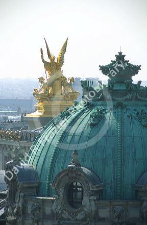 The copper dome of the Paris Opera House in France.
