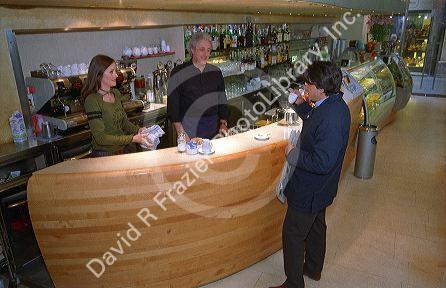 Interior of a cafe in Lucca, Italy.