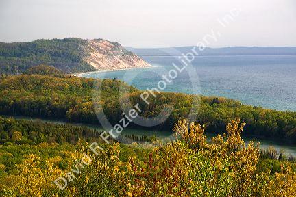 A view of Lake Michigan from within Sleeping Bear Dunes National Lakeshore located along the northwest coast of the Lower Peninsula of Michigan.