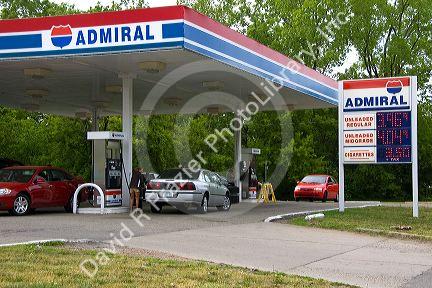 Gas prices displayed at a gas station in Lansing, Michigan.