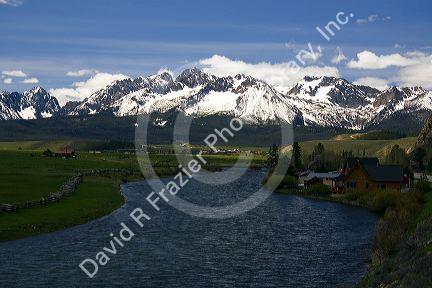 The Salmon River flowing through the Sawtooth Valley at Lower Stanley, Idaho.