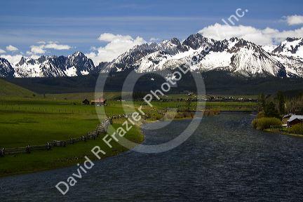 The Salmon River flowing through the Sawtooth Valley at Lower Stanley, Idaho.