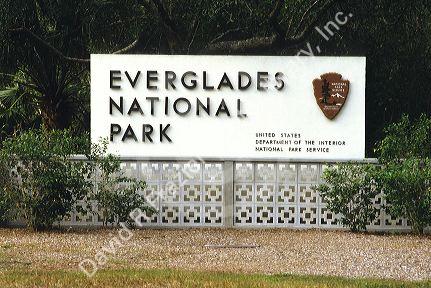 The entrance sign to the Everglades National Park in Florida.